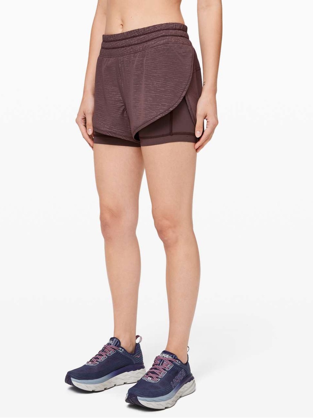 Lululemon Womens Sz 10 Bootcamp Ready Short 3.5" Stride Emboss Cherry Cola Mauve